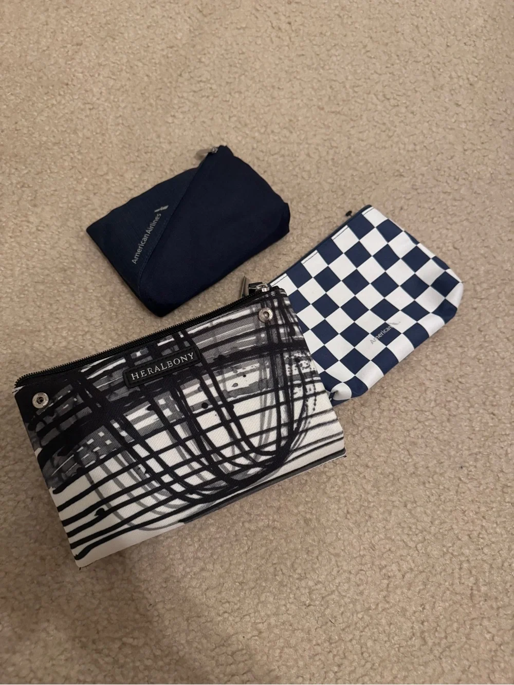 Travel Pouch Bundle American Airlines HERALBONY Amenity Bags Set of 3